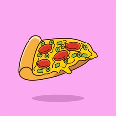A Slice of Sausage and Cheese Pizza Illustration