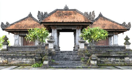 Traditional Balinese compound isolated on white background