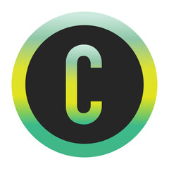 Bold Green and Yellow Capital Letter C on a Black Circle with a Gradient Eco-Friendly Border Representing World Environment Day and Sustainability