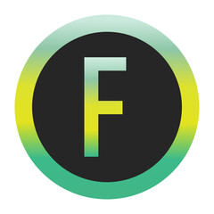 Obraz premium Bold Green and Yellow Capital Letter F on a Black Circle with a Gradient Eco-Friendly Border Representing World Environment Day and Sustainability