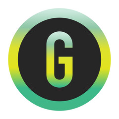 Bold Green and Yellow Capital Letter G on a Black Circle with a Gradient Eco-Friendly Border Representing World Environment Day and Sustainability