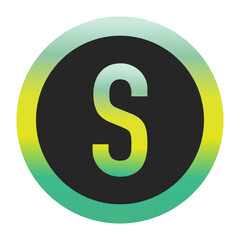 Bold Green and Yellow Capital Letter S on a Black Circle with a Gradient Eco-Friendly Border Representing World Environment Day and Sustainability