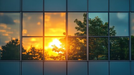 Sunset Reflection Office Building Window
