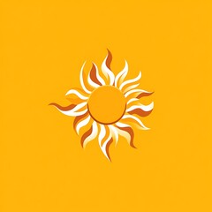 Stylized sun design on yellow background, summer, energy
