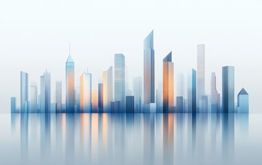 Fototapeta premium Modern urban skyline landscape with 3D effect