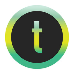 Obraz premium Bold Green and Yellow Lowercase Letter t on a Black Circle with a Gradient Eco-Friendly Border Representing World Environment Day and Sustainability
