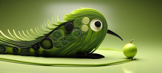 Paper quilling kiwi art, ai generative