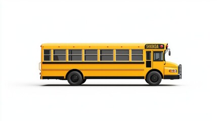 Bright Yellow School Bus with Clear Background for Educational Concepts