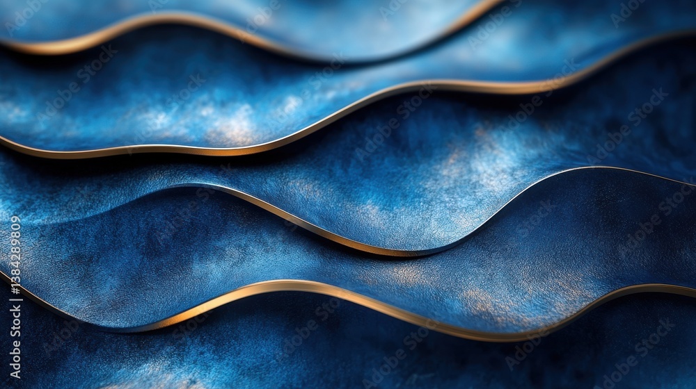 Poster grainy deep blue metallic texture abstract geometric parallel curves background banner with blank sp