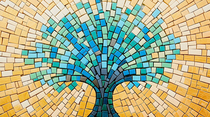 Colorful Mosaic Tree Design On A Wall