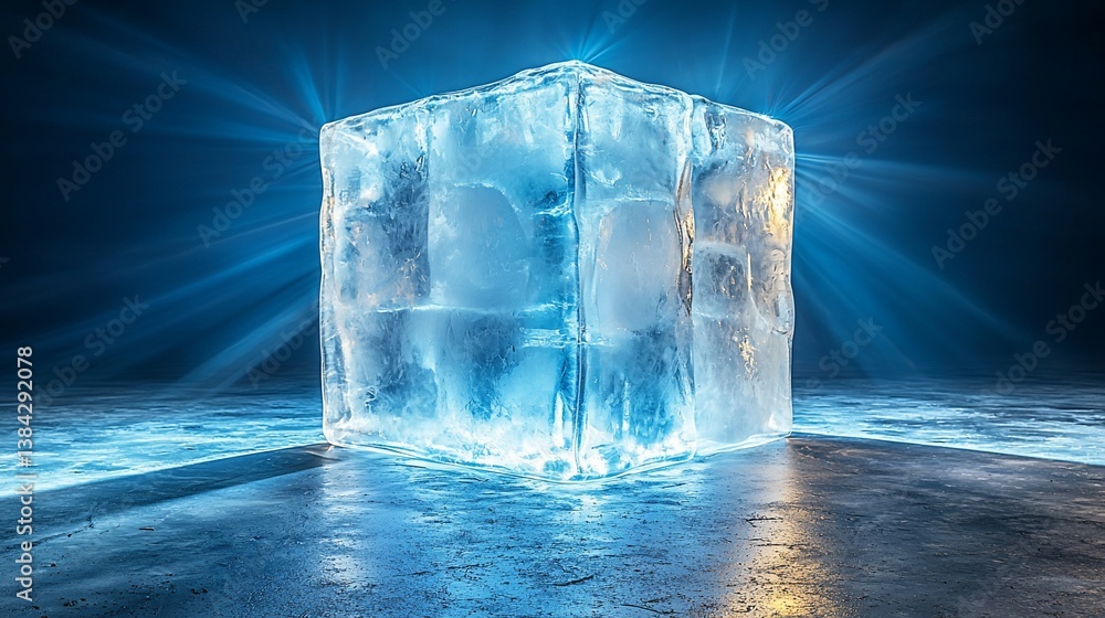Poster luminous ice cube abstract digital image