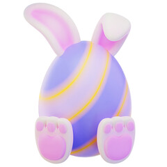 Rabbit Eggs 3d render icon, easter illustration