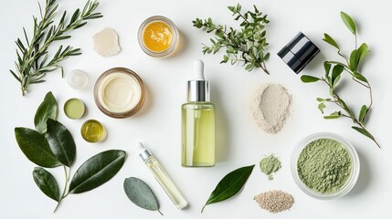 Wellness-driven skincare isolated on white background