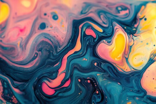 Marbled paper in triadic color scheme with studio lighting and negative space