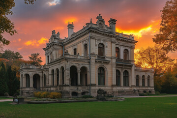 Obraz premium Stone mansion at sunset. St. Petersburg