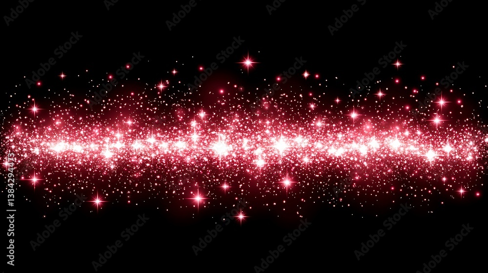 Poster radiant cascade of ruby glitter and ethereal sparkles on dark backdrop