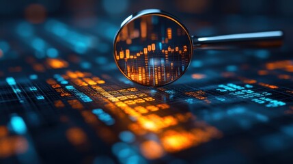 growth financial business analysis arrow investment stock money chart profit data diagram on 3d strategy technology magnifier background of success finance graph economy wealth digital market concept