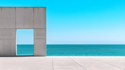 Modern Concrete Wall With Ocean View