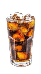Collection of PNG. Cola in glass with ice, isolated on a transparency background.