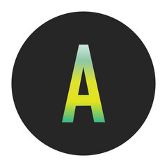 Minimalist Capital Letter A with Green and Yellow Gradient on a Black Circle Symbolizing Sustainability and World Environment Day
