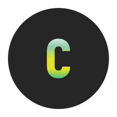 Minimalist Lowercase Letter c with Green and Yellow Gradient on a Black Circle Symbolizing Sustainability and World Environment Day