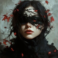 Veiled Woman: A Dark, Romantic Portrait