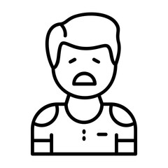 Sorrow Outline Style Emotion Icon