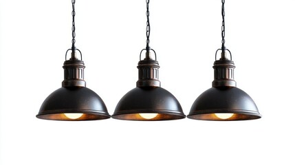 Retro pendant lights isolated on white background