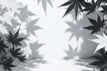 Minimalist shadow leaves background