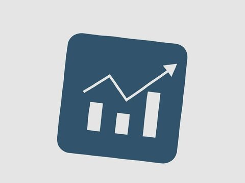 Animated graphic depicts a stylized growth chart
