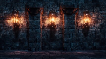 Fototapeta premium Dark Lanterns Arches Background
