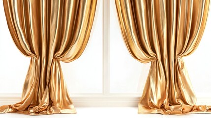 Silk curtains isolated on white background
