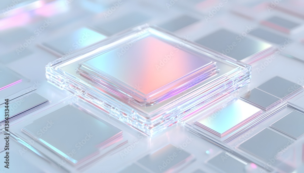 Aufkleber futuristic digital background with iridescent square patterns