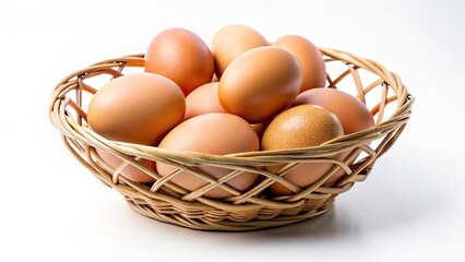 Close-Up Egg Basket Photography: Rustic Farm Fresh Eggs, Rule of Thirds Composition