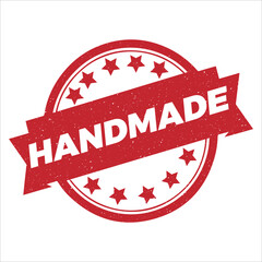 Handmade round stamp icon grunge distressed style