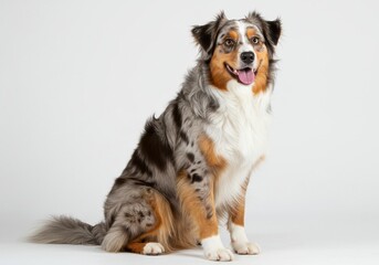 Australian shepherd sitting pose alert