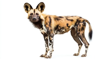 African Wild Dog isolated on white background