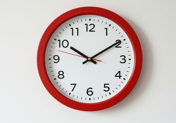 Analog wall clock red frame