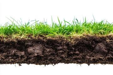 Close-up of vibrant green grass and dark rich soil