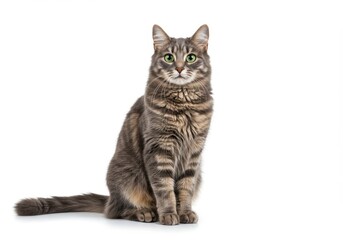 Fototapeta premium Gray tabby cat sitting upright