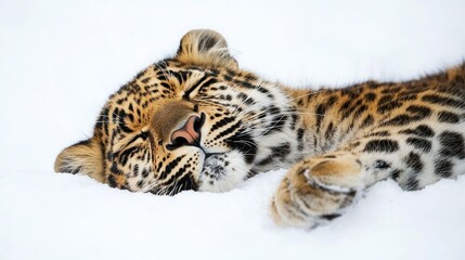 Amur Leopard isolated on white background