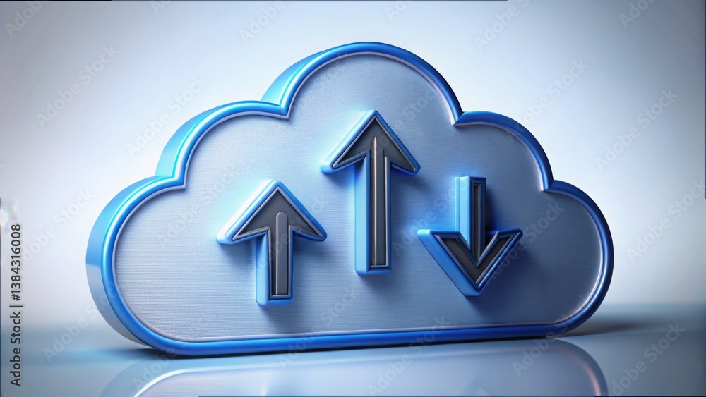 Poster Cloud Storage Symbol With Outgoing Arrows for Data Transfer Concept