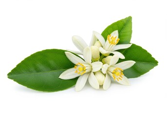 Fototapeta premium Delicate white citrus blossoms vibrant