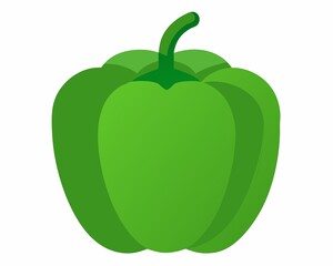 A  green Capsicum on white background.
