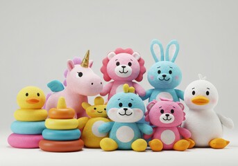 Colorful plush toys stuffed animals