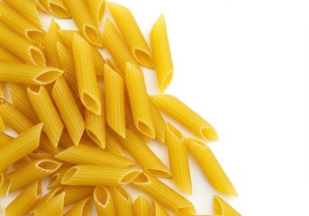 Uncooked penne pasta bright yellow