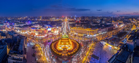 Stunning Night View of a Vibrant Cityscape with Urban Lights