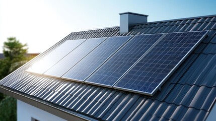 Obraz premium Solar panels on a house roof