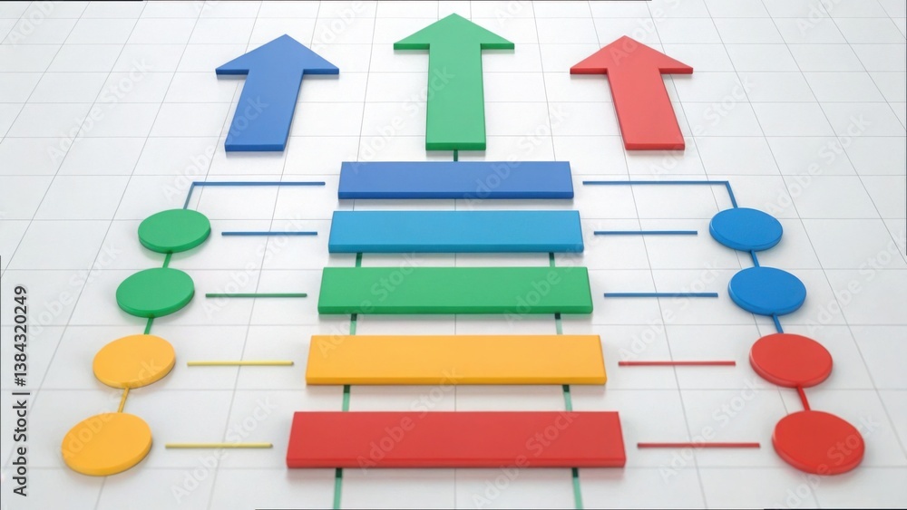 Poster colorful infographic with arrows and steps for visual representation