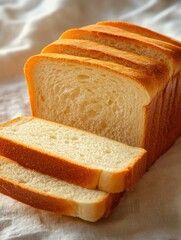 Sliced Loaf for Soft White Bread, Linen Cloth.